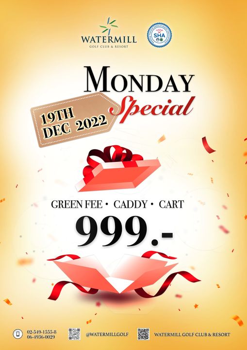 Watermill Golf Club amp Resort WATERMILL GOLF CLUB RESORT SHA MONDAY 19TH 2022 Special DEC GREEN FEE FEE CADDY CART 999 02 549 1555 8 06 4936 0029 WATERMILLGOLF TEILL WATERMILL GOLF CLUB RESORT Watermill Golf Club amp Resort WATERMILL GOLF CLUB RESORT SHA MONDAY 19TH 2022 Special DEC GREEN FEE FEE CADDY CART 999 02 549 1555 8 06 4936 0029 WATERMILLGOLF TEILL WATERMILL GOLF CLUB RESORT