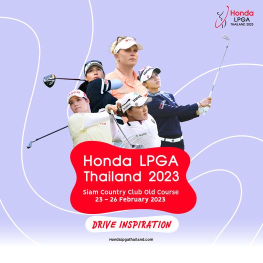 Muang Kaew Golf Course 3 people and Honda LPGA THAILAND 2023 MSCG Hanah ecco 8 Honda LPGA Thailand 2023 Siam Country Club old Course 23 26 February 2023 DRIVE INSPIRATION Hondalpgathailand com
