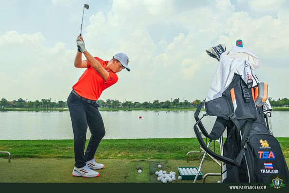 Panya Indra Golf Club 1 person golfing golf course and text