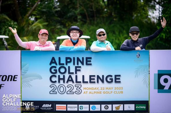Alpine Golf Club 4 people people golfing golf course and text-2