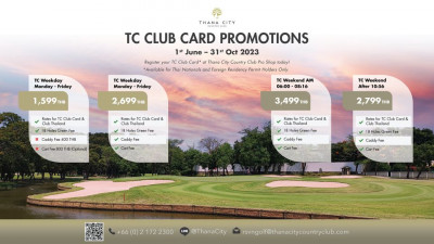 ธนาซิตี้ คันทรี คลับ ขอเสนอโปรโมชั่นสุดพิเศษเพื่อให้คุณได้สนุกไปกับการออกรอบที่ธนาซิตี้ คันทรี คลับ เริ่มตั้งแต่ วันที่ 1 มิถุนายน ถึง 31 ตุลาคม 2566