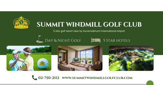 Summit Windmill Golf Club amp Residence 2 people people golfing windmill golf course and text