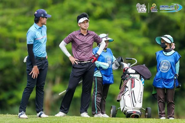 Bangpakong Riverside Country Club 4 people people golfing golf course and text
