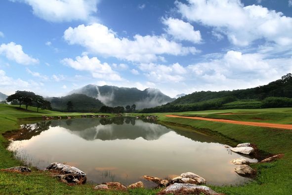 Bangpakong Riverside Country Club golf golf course lake mountain grass and nature
