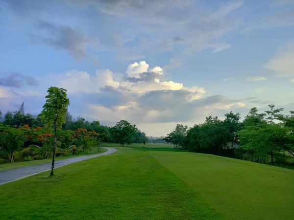 สนามกอล์ฟหริภุญชัย กอล์ฟคลับ golf course twilight cloud horizon grass and tree