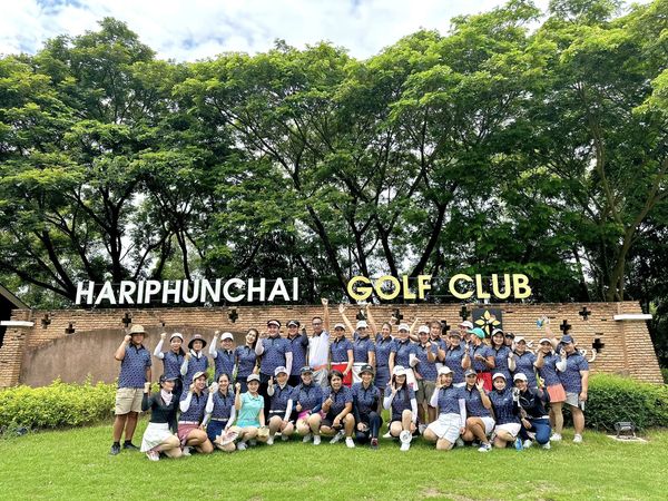 สนามกอล์ฟหริภุญชัย กอล์ฟคลับ 1 person golfing golf course and text