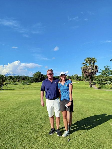 สนามกอล์ฟหริภุญชัย กอล์ฟคลับ 2 people people golfing golf cart and golf course