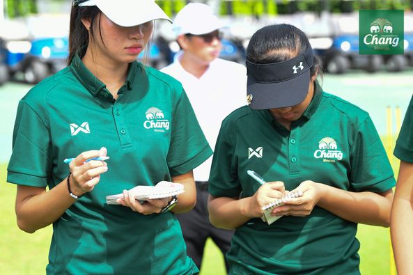 Alpinegolfresort Chiangmai 3 people people golfing people playing tennis golf course and text