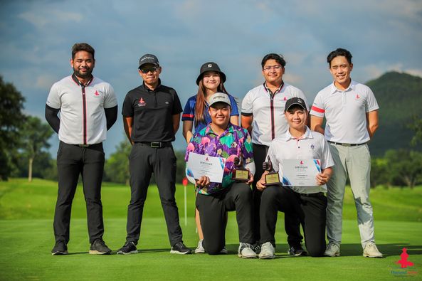 Alpinegolfresort Chiangmai 6 people people golfing golf course and text