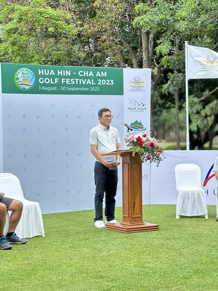 Springfield Royal Country Club 2 people people golfing and 6014 FAE 1021 HUA HIN CHA AM GOLF FESTIVAL 2023 1August 30 September 2023 HILLS