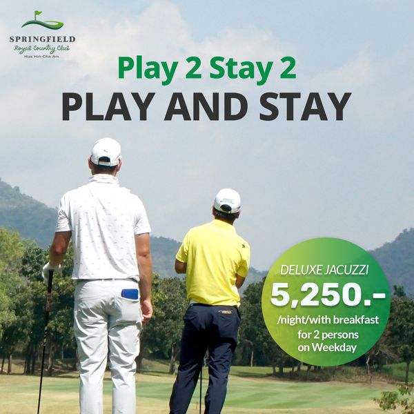 Springfield Royal Country Club 2 people people golfing golf course and SPRINGFIELD Royal Country Clul Hu Play 2 Stay 2 PLAY AND STAY DELUXE JACUZZI 5 250 night with breakfast for 2persons on Weekday