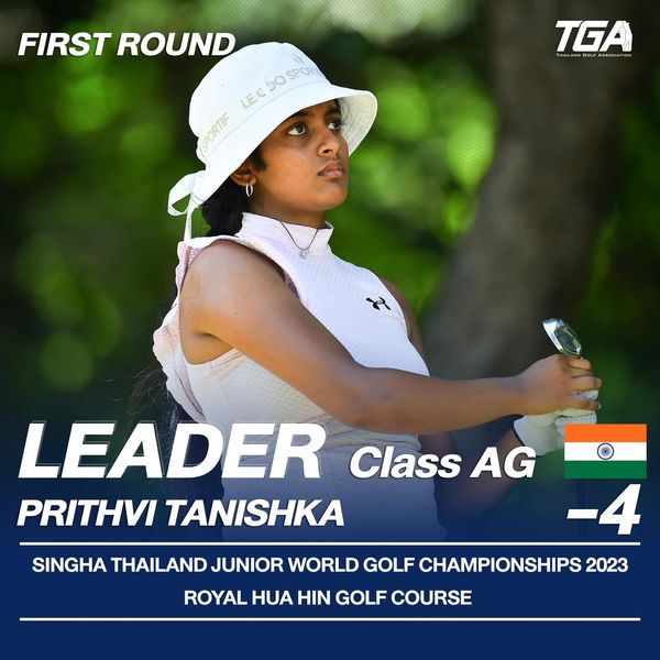 Royal Hua Hin Golf Course nbsp 1 person golfing and FIRST ROUND LEC LEG5oS PORTIF TGA OGIA m LEADER Class AG PRITHVI TANISHKA SINGHA THAILAND JUNIOR WORLD GOLF CHAMPIONSHIPS 2023 ROYAL HUA HIN GOLF COURSE