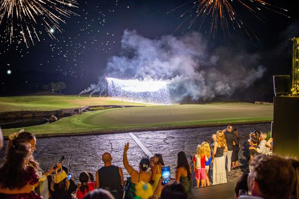 Black Mountain Golf Club nbsp 8 people people golfing crowd fireworks golf course and text