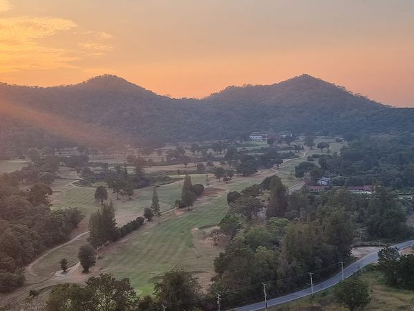 Hua Hin Korea Golf Club amp Milpordparadise Hotel nbsp grass golf course mountain twilight and horizon