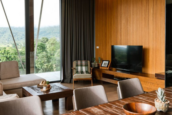 Kirimaya Khao Yai indoors sliding door and living room