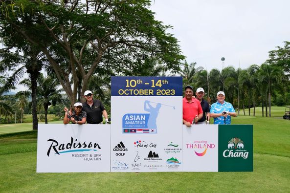 Palm Hills Golf Club amp Residence 4 people people golfing golf course and 10th 14th OCTOBER 2023 ASIAN AMATEUR AMAT CHAMPIONSHIP adidas GOLF fhtof Golf Radisson RESORT RE SPA HUA HIN SPRINGFIELD amazing THAILAND Black Mosntain TKE5 ALM HILLS LAKEVIEW Chang