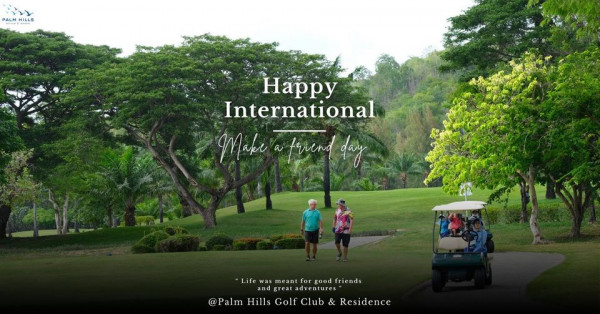 Palm Hills Golf Club amp Residence nbsp 3 people people golfing golf cart golf course grass and PALM HILLS Happy International Maki a frierd day Life was meant for good friends and great dventures Palm Hills Golf Club Residence