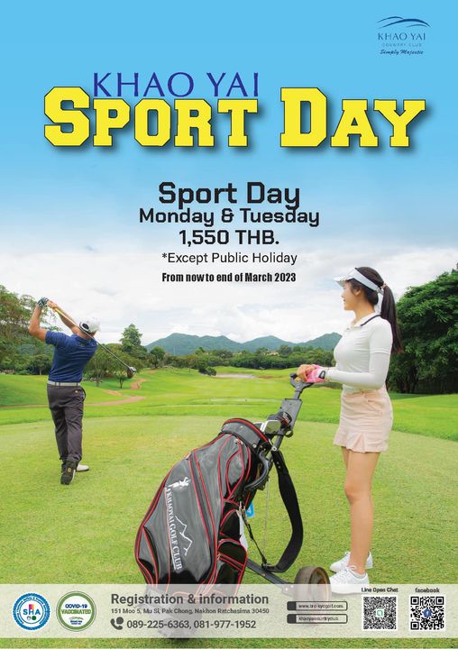 Khao Yai Country Club 2 people people golfing and text