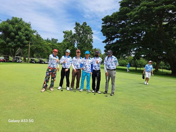 Bangpra Golf Club and Resort 8 people people golfing golf course and text