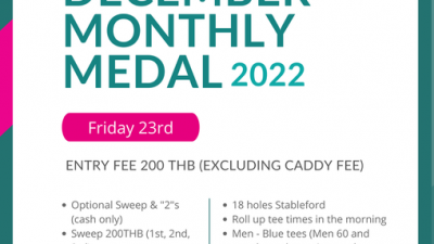 Join us for our very last #MonthlyMedal competition of 2022, on this Friday 23rd December, where the Champion of this year’s Order of Merit will also be announced!
