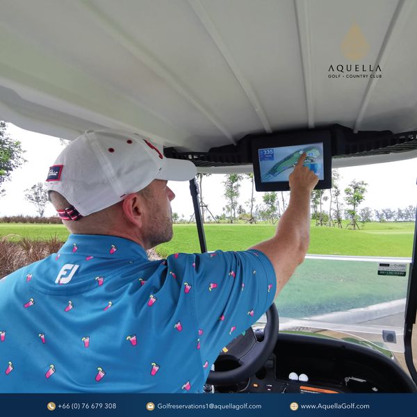 Aquella Golf amp Country Club 1 person golfing golf cart golf course and text