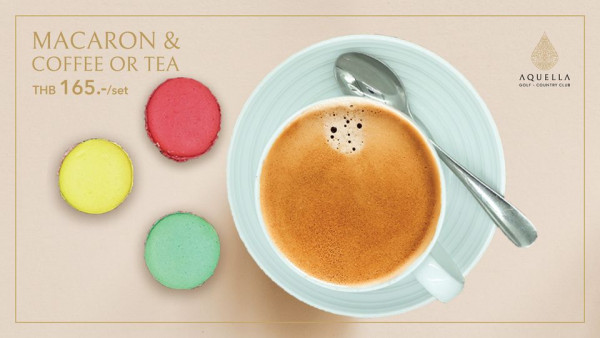 Aquella Golf amp Country Club coffee cup coffee coconut macaroon and MACARON COFFEE OR TEA THB 165 165 set AQUELLA GOLFOUNTYCLUB CLUB GOLF