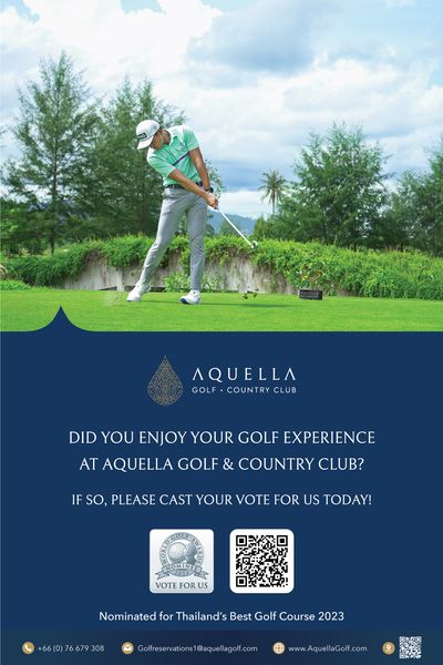Aquella Golf amp Country Club 1 person golfing and AQUELLA GOL COUNTRY CLUB DID YOU ENJOY YOUR GOLF EXPERIENCE AT AQUELLA GOLF COUNTRY CLUB IF sO PLEASE CAST YOUR VOTE FOR US TODAY VOTE FOR JS 66 0 76679308 6 0 7667 Nominated for Thailand s Best Golf Course 2023 Golfreservations1 aque ago com www AquellaGolf com