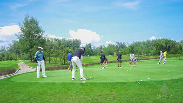 Aquella Golf amp Country Club nbsp 9 people people golfing golf cart golf course and text