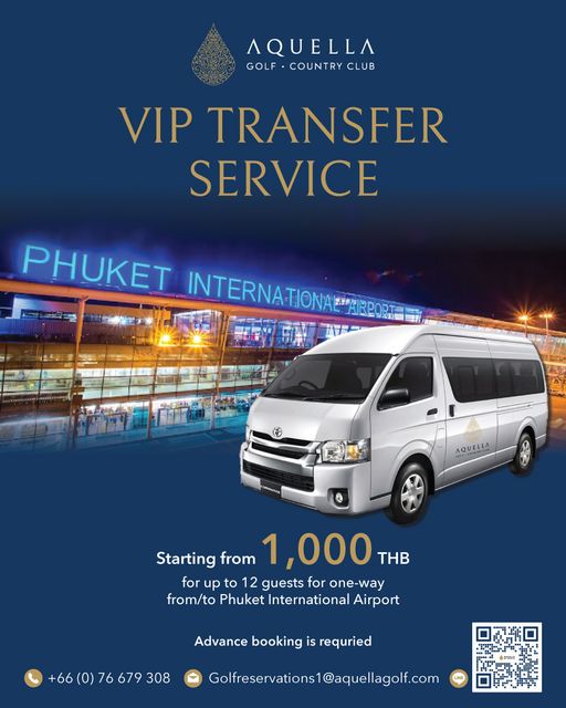Aquella Golf amp Country Club nbsp AQUELLA GOLF COUNTRY CLUB VIP TRANSFER SERVICE PHUKET IRINAO INTERNATIONA D AQUELLA Starting from 1 000 THB for up to 12 guests for one way from to Phuket International Airport 66 0 76 679 308 Advance booking is requried Golfreservations1 aquellagof com