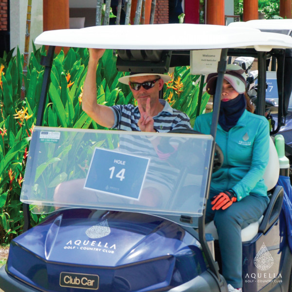 Aquella Golf amp Country Club nbsp 2 people people golfing golf cart and text